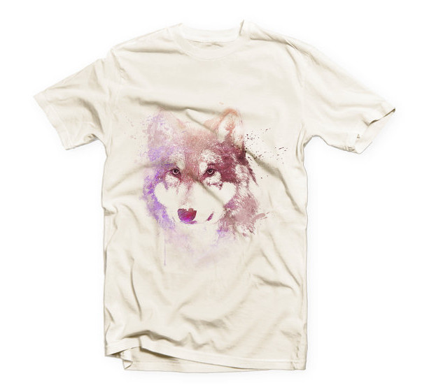 Watercolor Wolf Art T Shirt for Him Her